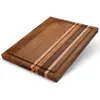 Tabla de cortar TeakCraft de nogal con surco para jugos, tabla de quesos con bloques de color transfronterizos