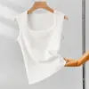 Camisola Interior para Mujer, Ropa de Verano, Tirantes Anchos, Top Negro sin Mangas que Cubre los Lados del Pecho