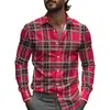Camisas de Negocios para Hombre Transfronterizas con Patrones de Cuadros Rayados, Camisas de Manga Larga para Hombre, Tops de Primavera de Cuello con Botones