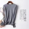 Prenda de primera línea para Otoño e Invierno suéter de cachemir 100% puro sin costuras para mujer suéter de cuello redondo suéter de punto fino camisa base para mujer