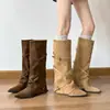 Botas Maillard de piel, botas largas para mujeres petite, botas de tacón de cuña, botas de punta para meter por el pantalón, botas altas de montar