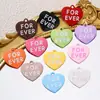 Nuevo Llavero Colgante Etiqueta Pequeña de Texto de un Lado Corazón Fprever Forever Color Caramelo Accesorios en Inglés
