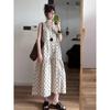Vestido Retro Francés de Lunares para Mujer 2025 Ropa de Principio de Verano Suelto Casual Largo Dobladillo Largo Falda Chaleco sin Mangas