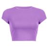 Camiseta Básica Corta de Color Sólido para Mujer Europea y Americana, Expuesta del Ombligo, Manga Corta, Cuello Redondo, Manga Corta, Camiseta Superior Dopamine Sisters