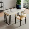 Escritorio y silla de pizarra de lujo ligero de alta gama estilo italiano para uso doméstico, escritorio de escritura y para computadora nórdico minimalista moderno para apartamento pequeño, oficina