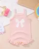 2015Ins Primavera e Verão Bebê Doce Tricô Jacquard Borboleta Macacão Romper com Suspensório Babado