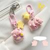 Chaveiro de porco rosa tridimensional com fivela de estrela para meninas, bolsa escolar para melhores amigas, pingente de desenho animado