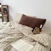 Juego de cuatro piezas de terciopelo de leche a rayas de estilo simple, grueso, para invierno, funda de edredón cálida, juego de tres piezas para dormitorio de estudiante 3