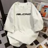 Camiseta de Manga Corta Gris Claro Estilo Coreano Oversize Estampada con Letra Personalizada High Street para Mujer Verano Nuevo Top Holgado