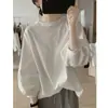 Camiseta de algodón puro con mangas farol para mujer, nueva, holgada, antiedad, adelgazante, estilo fresco, sencilla, con mangas de siete puntos que cubre el vientre.