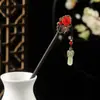 Horquilla Antigua de Imitación de Sándalo de Alta Calidad Broche Elegante para el Cabello Borla de Madera Accesorios para el Cabello Paso a Paso Hanfu Cheongsam