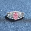 Anillo abierto de plata de ley 925 para todo el cuerpo, para mujer, rosa, diamante de alto carbono, corte flor de hielo, 3 quilates, anillo de diamante de moda de alta gama