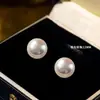 Brincos de Pérola Redonda com Pino de Prata 999 Família Shi para Mulheres Estilo Coreano Febre Mesmo Estilo Retro Sensação de Alto Padrão Brincos Joias de Orelha de Luxo Leve