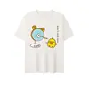 Seda de Leche Forma de Nariz Colección de Pollitos Lindo Rilakkuma y Estampado de Pollito Camiseta Blanca Holgada Cuello Redondo Atuendo de Pareja