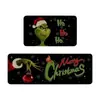 Amazon Navidad Grinch Alfombrilla Absorbente de Cocina para Piso Juego de Dos Piezas Felpudo para Puerta de Entrada Alfombra Decorativa Festiva