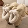 Nuevos Zapatos de Algodón con Tacón de Bolso, Orejas de Conejo con Lazo, Sensación de Caca, Cálidos y Antideslizantes, Lindos Zapatos de Algodón con Tacón de Bolso de Princesa Fugitiva