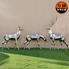 Escultura de ciervo espejo de acero inoxidable de fábrica, punto, jardín escénico al aire libre, paisaje, decoración de animales de metal, adornos de boceto