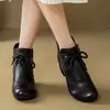 Botines Nuevos Estilo Étnico Retro Piel Suave Zapatos de Piel para Madres y Mujeres Suela de Goma Antideslizante Versátiles de Moda Zapatos de Mujer Liquidación Al por Mayor