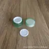 Botella de plástico PP crema para dormir crema 10g acrílico verde redondo transparente borde plateado botella de crema