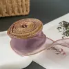 Cinta de Hilo Cola de Pez con Borde Dorado Rollo de 4 cm Accesorios para Cajas de Regalo Cinta Decorativa para Empaque de Flores Accesorios para Accesorios de Peinado DIY Cinta de Tejido