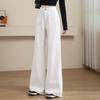 Jiajun Calça Jeans Wide Leg Branca Pura com Múltiplos Bolsos Estilo Japonês e Coreano Roupa Casual à Prova de Frio Sazonal Outono e Inverno Atacado