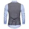 Moda Otoño e Invierno Nueva Retro Lana Doble Botonadura Casual Chaleco Hombre Simple Cuello V Amplio Talla Europea