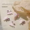 2026 Novo Estilo Estilo Puro Desejo Textura Translúcida de Cristal de Gelo Borboleta Unhas Usáveis Rosa e Branco Gradiente Nail Art Brilhante Strass Atacado