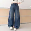Jeans de Otoño para Niñas 2026 Nuevo Estilo Moda Infantil Pantalones de Pierna Ancha con Bolsillos Únicos para Niñas Mayores en Primavera y Otoño