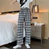 Pantalones Cuadros Gruesos Forrados de Felpa Nuevos para Mujer, Pantalones Casuales Rectos de Invierno, Pantalones de Cintura Alta con Caída, Pantalones Largos de Pierna Ancha para Mujer
