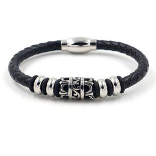 Moda coreana masculina jóias atacado titânio aço couro corda pulseira personalidade moda europeia e americana fivela magnética pulseira uma peça dropshipping