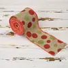 Decoraciones Navideñas para Mañana y Noche 5 Yardas con Alambre Cinta de Imitación Lino con Puntos Decoración de Árbol de Navidad DIY Cinta para Caja de Regalo