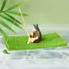 Decoración de Paisajismo para Acuario con Jiang Taigong Pescando en una Balsa de Bambú, Escena de Pesca en Balsa de Bambú Flotante, Adorno de Estanque en Patio para Hombre Mayor