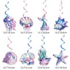 Novas Decorações de Festa de Aniversário de Sereia Banners de Aniversário com Tema de Sereia Decorações Espirais Velas para Bolo