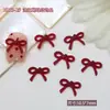 Celebridad de Internet Explosivo Vino Tinto Lazo Uñas Arte Joyería Caligrafía Roja Resina Rojo Cereza Decoración de Uñas Accesorios