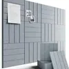 Suministro transfronterizo tres rayas verticales fibra de poliéster panel de aislamiento acústico decoración de pared absorción de sonido reducción de ruido plástico empaque sellado panel de absorción de sonido