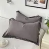 Funda de almohada de algodón cepillado lavado Par engrosado Color sólido Minimalista japonés Individual