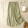 Foto Real de Xianh 2026 Verano Nuevos Pantalones Anchos Bordados para Mujer con Dobladillo Dividido, Pantalones Casuales Sueltos Retro Artísticos