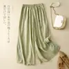 Pantalones Anchos Bordados de Verano 2026 para Mujer con Dobladillo Abierto, Pantalones Casuales Sueltos de Algodón y Lino Artísticos Retro para Mujer