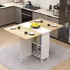 Mesa de jantar dobrável para uso doméstico em apartamentos pequenos, simples, multifuncional, móvel com rodas, adequada para imóveis de aluguel, pequena mesa de jantar retangular