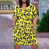 Vestido multicolorido com estampa de leopardo estampado 3D solto tamanho grande sexy moderno de comprimento médio de verão 2022