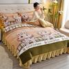 Juego de Cama de Terciopelo de Leche Espeso Clase A Peso Alto 4.75kg Faldón de Cama Juego de Cuatro Piezas Sábana de Invierno Pieza Individual Funda Nórdica Espesa Cálida Explosión