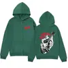 Moletom com zíper, estampa de guitarrista hip-hop, design minimalista e moderno. Estilo casual e folgado. Modelo cardigã.