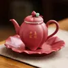 Tetera de Cerámica Púrpura Iris Pintada a Mano de Gama Alta de la Fábrica de la Ciudad Prohibida, Tetera Individual para Preparar Té, Juego de Té Kung Fu de una Sola Pieza