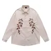 Camisas Longas de Veludo Cotelê Bordadas Florais Estilo Retrô Americano Yipinjia para Homens e Mulheres Camisas Soltas Estilo Preppy Jaquetas Tendência