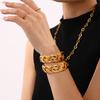 Pulseira Ômega Europeia e Americana clássica lisa gota d'água tecida moda casais aço inoxidável ouro 18K pulseira aberta