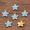 2 Charme de Aço Inoxidável Esmalte Dourado Gotejamento de Óleo Pingente de Planta Pingente de Flor Acessórios para Colar Pulseira DIY