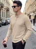 Camisa Henley para hombre de peso pesado, transfronteriza europea y americana, de sitio web independiente, con textura vintage y patrón jacquard, ajuste casual holgado, sudadera de manga larga talla grande