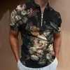 Camisa Polo 3D con Cremallera para Hombre Nueva de Aliexpress con Cuello Camisero Estampado, Jersey de Manga Corta para Ropa Casual