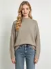 Fábrica de Origem Transfronteiriça Europeia e Americana Outono e Inverno Suéter de Tricô Preguiçoso Gola Meia-Alta Feminino Solto Ombro Caído Manga Longa Macio e Grudento Top