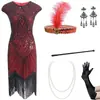 Amazon Europeo y Americano S-4XL Transfronterizo Vestido Retro Gatsby de los Años 20 Fiesta Vestido de Lentejuelas y Flecos